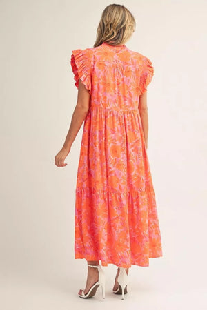 Tropical Floral Midi Dress