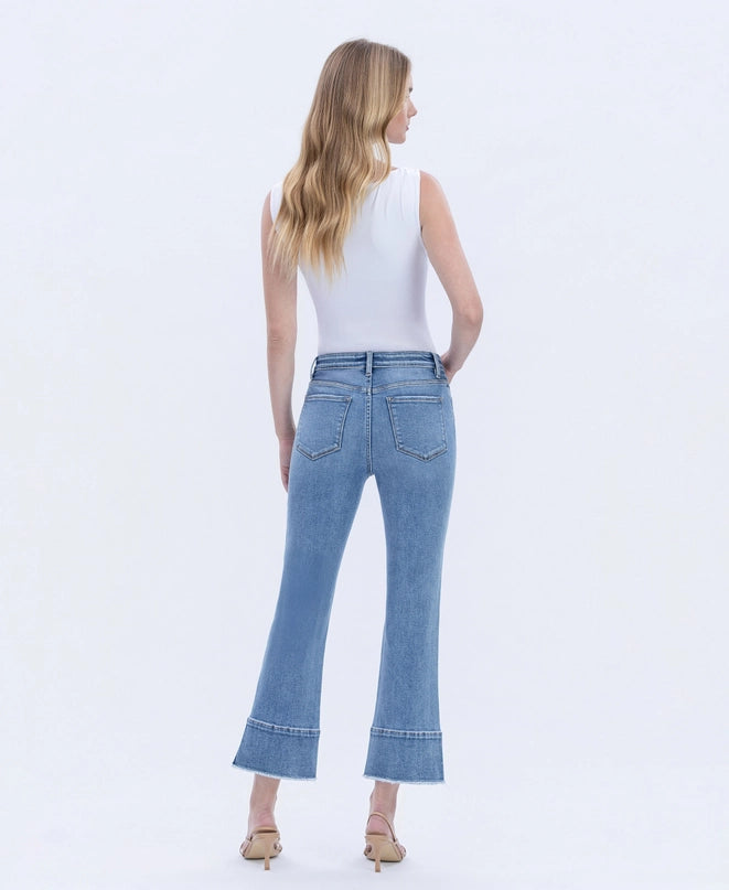 High Rise Trouser Slit Hem ick Flare Jeans