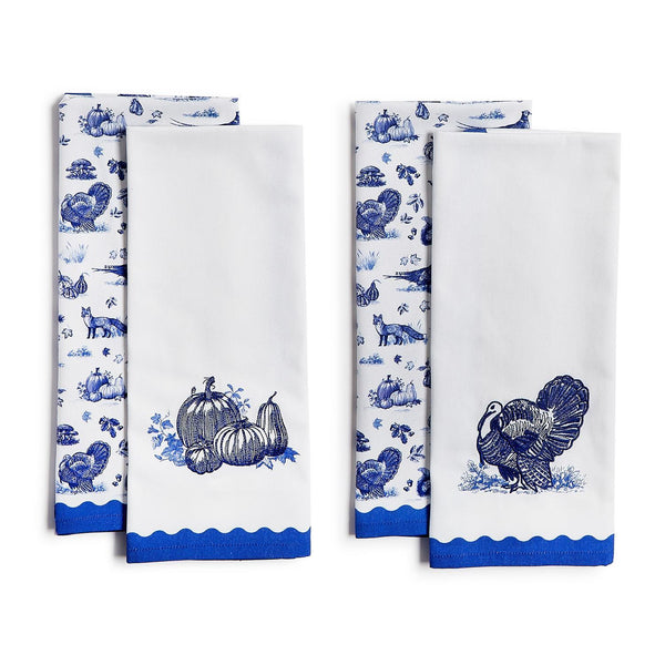 Falling for Blue Toile Set of 2 Dish Towels