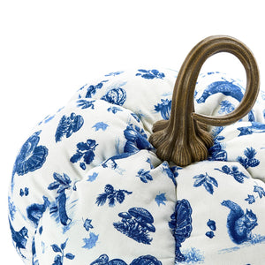 Falling for Blue Toile Fabric Pumpkin