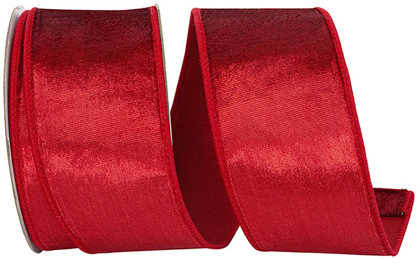RED DESIGNER PLUSH VELVET ELITE WIRED EDGE RIBBON