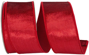 RED DESIGNER PLUSH VELVET ELITE WIRED EDGE RIBBON