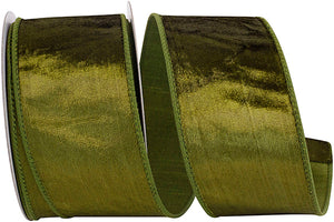 OLIVE DESIGNER PLUSH VELVET ELITE WIRED EDGE RIBBON
