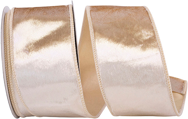 Ivory Designer Plush Velvet Elite Wired Edge Ribbon