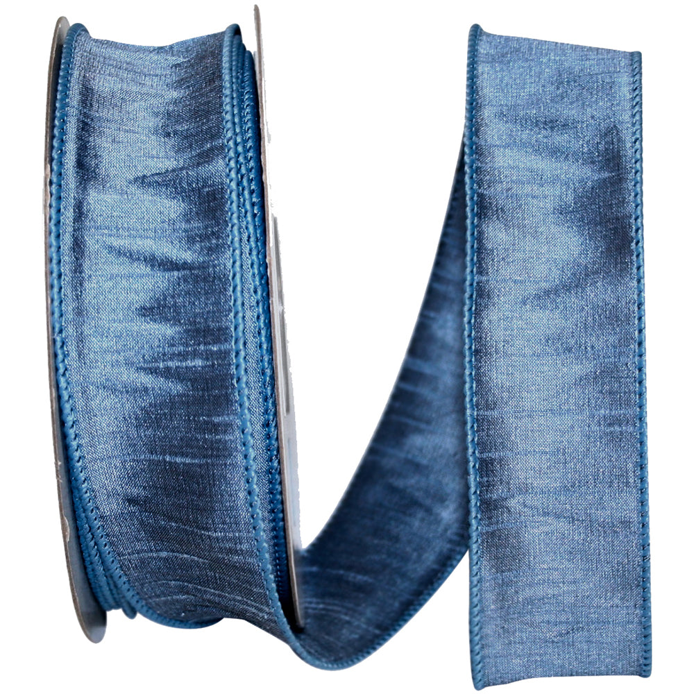 FRENCH BLUE DUPIONI SUPREME WIRED EDGE RIBBON 1.5"