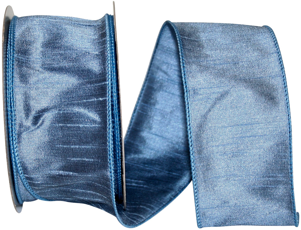FRENCH BLUE DUPIONI SUPREME WIRED EDGE RIBBON 2.5"
