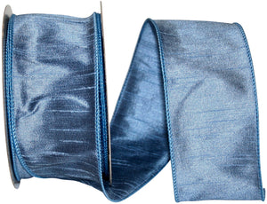 FRENCH BLUE DUPIONI SUPREME WIRED EDGE RIBBON 2.5"