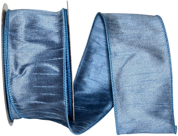 FRENCH BLUE DUPIONI SUPREME WIRED EDGE RIBBON 2.5"