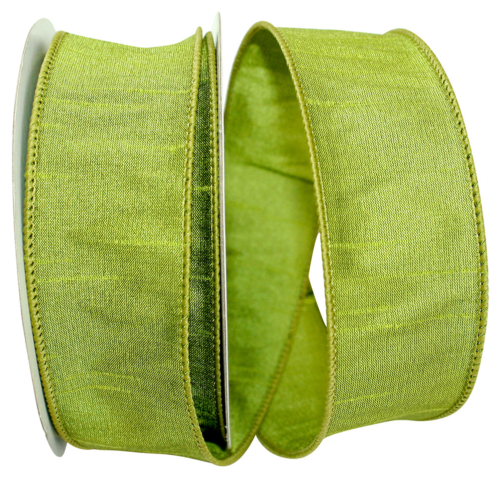 GREEN GRASS DUPIONI SUPREME WIRED EDGE RIBBON 1.5"