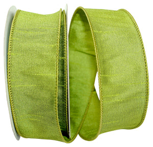 GREEN GRASS DUPIONI SUPREME WIRED EDGE RIBBON 1.5"