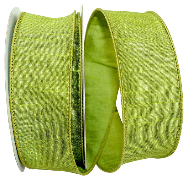 GREEN GRASS DUPIONI SUPREME WIRED EDGE RIBBON 1.5"