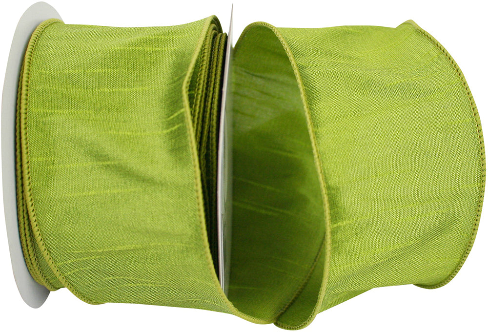 GREEN GRASS DUPIONI SUPREME WIRED EDGE RIBBON 2.5"