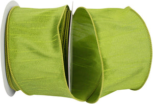 GREEN GRASS DUPIONI SUPREME WIRED EDGE RIBBON 2.5"