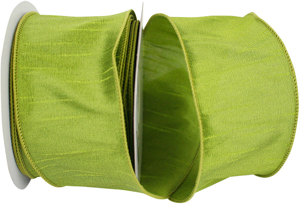 GREEN GRASS DUPIONI SUPREME WIRED EDGE RIBBON 2.5"