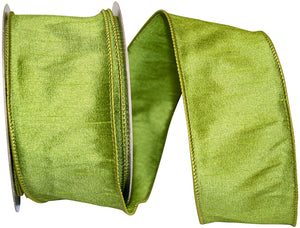 GREEN GRASS DUPIONI SUPREME WIRED EDGE RIBBON