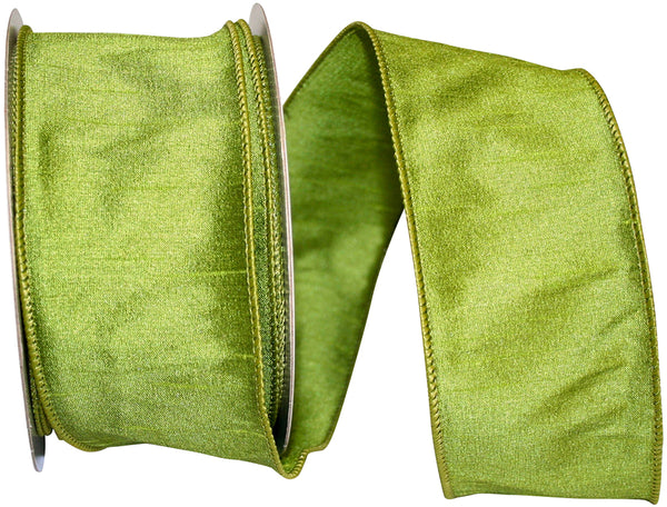 GREEN GRASS DUPIONI SUPREME WIRED EDGE RIBBON