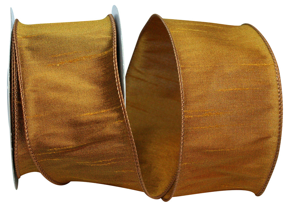 ANTIQUE GOLD DUPIONI SUPREME WIRED EDGE RIBBON