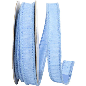 Light Blue Dupioni Supreme Wired Edge Ribbon
