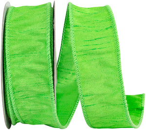 Lime Dupioni Supreme Wired Edge Ribbon