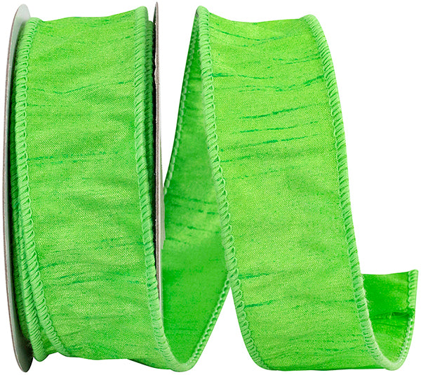 Lime Dupioni Supreme Wired Edge Ribbon