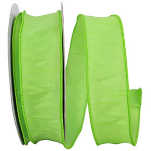 Lime Dupioni Supreme Wired Edge Ribbon