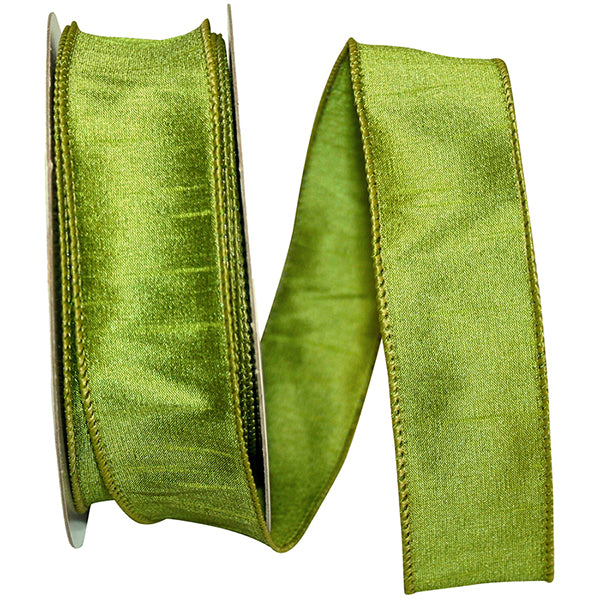 Green Grass Dupioni Supreme Wired Edge Ribbon