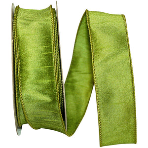 Green Grass Dupioni Supreme Wired Edge Ribbon