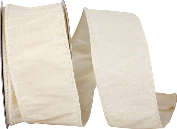 Ivory Dupioni Supreme Wired Edge Ribbon