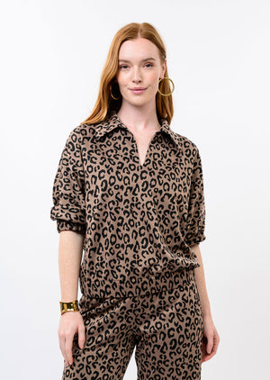 Leopard Knit Popover Top