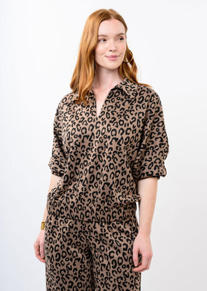 Leopard Knit Popover Top