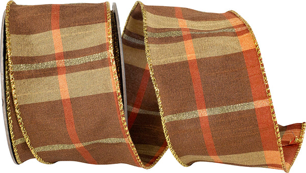 Plaid Mary Dupioni Metallic Wired Edge Ribbon