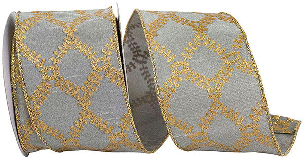 FILIGREE CREST DUPIONI WIRED EDGE RIBBON