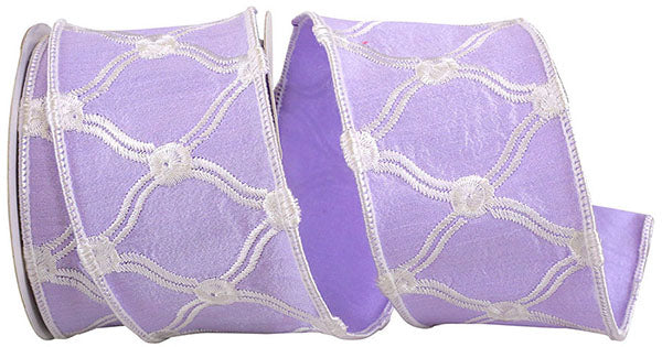 Embroidered Tress Dupioni Wired Edge Ribbon