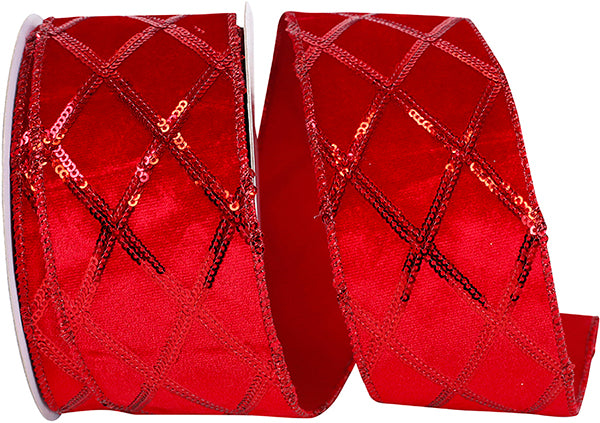 SEQUINED DIAMOND PLUSH WIRED EDGE RIBBON