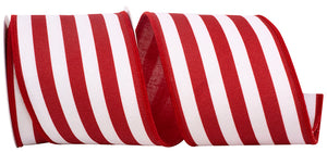 RED HORIZONTAL STRIPED CANVAS DELUXE WIRED EDGE RIBBON
