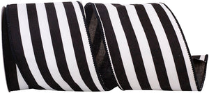 BLACK HORIZONTAL STRIPED CANVAS DELUXE WIRED EDGE RIBBON