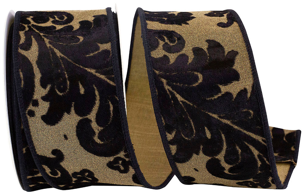 VELVET CUTOUT DELUXE FILIGREE DUPIONI BACKED WIRED EDGE RIBBON