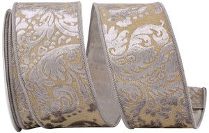 MELANIE'S DAMASK DUPIONI BACKED WIRED EDGE RIBBON