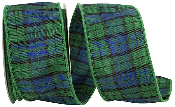 BLACK WATCH TARTAN PLAID WIRED EDGE RIBBON