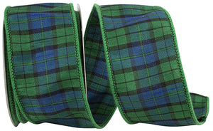 BLACK WATCH TARTAN PLAID WIRED EDGE RIBBON
