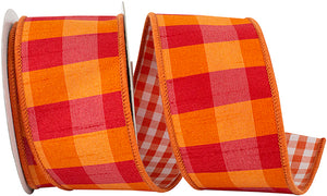 Dupioni Tierra Check Gingham Backed Deluxe Wired Edge Ribbon