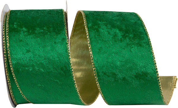 VELVET PLUSH HOLIDAY METALLIC BACKED WIRED EDGE RIBBON