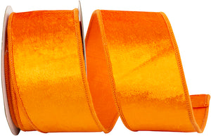 ORANGE VELVET COLORS PLUSH DELUXE BACKED WIRED EDGE RIBBON