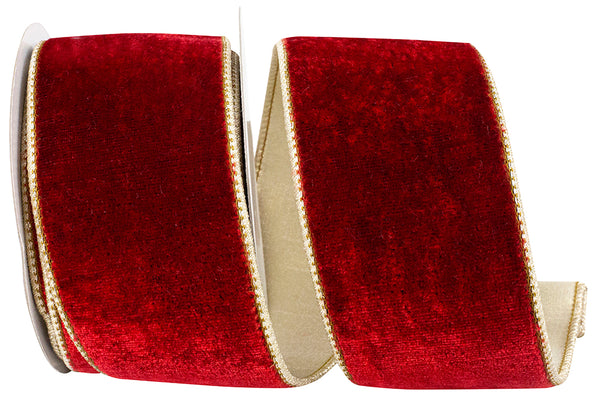 VELVET PLUSH TEXTURE DELUXE BACKED WIRED EDGE RIBBON