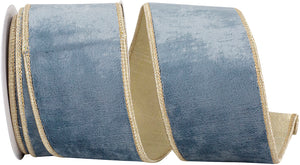 VELVET PLUSH TEXTURE SKY DELUXE BACKED WIRED EDGE RIBBON 2.5"