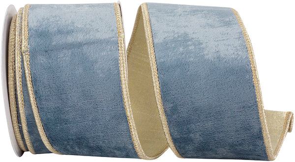 VELVET PLUSH TEXTURE SKY DELUXE BACKED WIRED EDGE RIBBON 2.5"