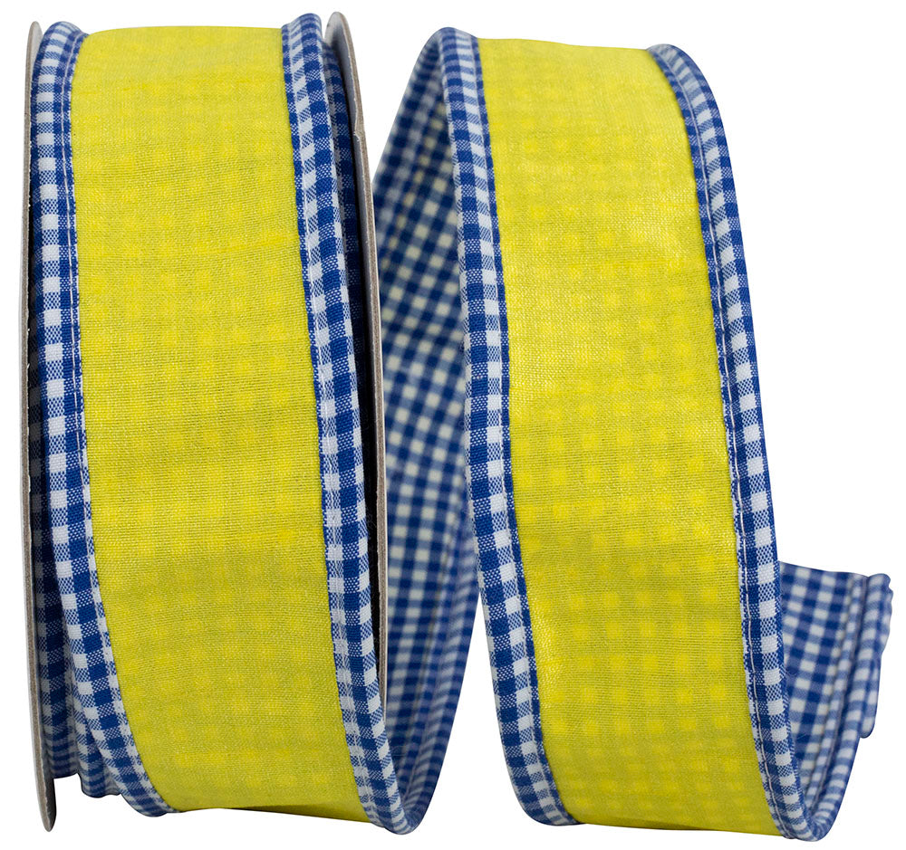 GINGHAM WRAPPED EDGE AND BACKED DUPIONI DELUXE WIRED EDGE RIBBON