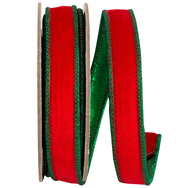 VELVET TOUCH DELUXE METALLIC GREEN DUPIONI BACKED WIRED EDGE RIBBON