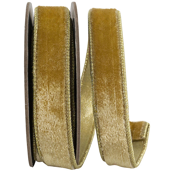 VELVET PLUSH DELUXE CHAMPAGNE WIRED EDGE RIBBON