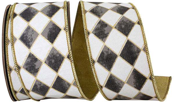 HARLEQUIN DIAMOND GILDED DELUXE OUTLINE WIRED EDGE RIBBON